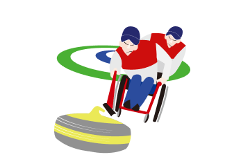 車いすカーリングのイラスト