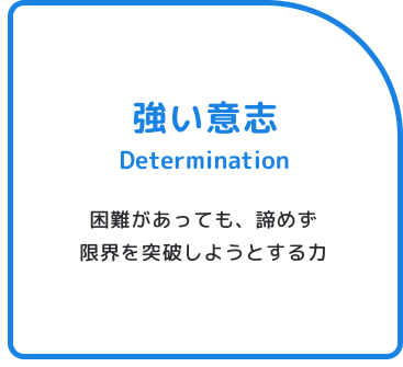 「強い意志 Determination」困難があっても、諦めず限界を突破しようとする力